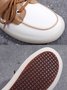 Casual Split Joint Color Block Leather Lace Up Flat Shoes
