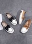Casual Split Joint Color Block Leather Lace Up Flat Shoes