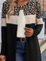 Color Block Leopard Long Sleeve Casual Other Coat