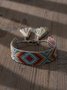 Ethnic Vintage Woven Embroidered Cotton Linen Hand Rope Bracelet Bohemian Holiday Style Jewelry