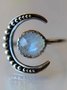 Boho Vintage Moon Motif Crystal Ring Ethnic Jewelry