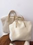 Pure Color Lambswool Large Capacity Handbag
