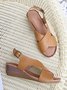 Vintage Crisscross Adjustable Buckle Wedge Sandals