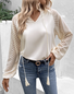 Casual Color Block Lace Loose Top