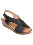 Vintage Crisscross Adjustable Buckle Wedge Sandals