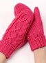 Casual Solid Color Twist Pattern Wool Knit Gloves Daily Commuting Home Accessories