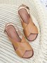 Vintage Crisscross Adjustable Buckle Wedge Sandals