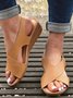Vintage Crisscross Adjustable Buckle Wedge Sandals