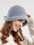 Casual Wool Knit Panel Coral Fleece Beanie Daily Commuting Home Accessories