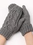 Casual Solid Color Twist Pattern Wool Knit Gloves Daily Commuting Home Accessories