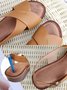 Vintage Crisscross Adjustable Buckle Wedge Sandals