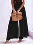 Casual Plain Wide Leg Pants
