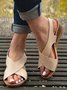 Vintage Crisscross Adjustable Buckle Wedge Sandals