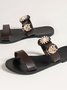 Vacation One-shaped rhinestone outerwear Slide Sandals