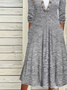 Buckle Square Neck Color-block Casual Dress