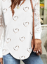 Patchwork Lace Casual Lace Heart/Cordate Printed Top