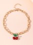 Bohemian Resort Style Chain Cherry Pattern Layered Anklet Beach Ethnic Jewelry