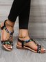 Floral Print Braided Detail Slingback Sandals
