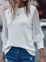 Lace Regular Fit Casual Plain Daily Blouse
