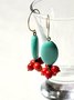 Vintage Turquoise Red Beaded Tassel Earrings Ethnic Holiday Jewelry