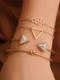 4Pcs Boho Vacation Beach Geometric Pattern Multilayer Bracelet Set Jewelry