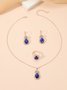 Elegant Casual Blue Gemstone Diamond Earrings Necklace Ring Set Party Wedding Jewelry