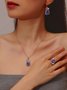 Elegant Casual Blue Gemstone Diamond Earrings Necklace Ring Set Party Wedding Jewelry