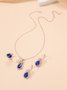Elegant Casual Blue Gemstone Diamond Earrings Necklace Ring Set Party Wedding Jewelry