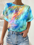 Crew Neck Abstract Loose Casual T-Shirt