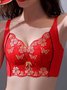 Lace Floral Butterfly Embroidery Push Up Wireless Bra Plus Size