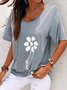 Casual Crew Neck Jersey Floral T-Shirt
