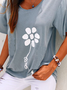 Casual Crew Neck Jersey Floral T-Shirt