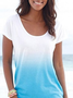 Loose Ombre Vacation Crew Neck T-Shirt