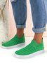 Breathable Green Casual Slip On Flyknit Shoes