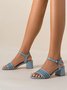 Simple And Romantic Woven Upper Strips Chunky Heel Sandals