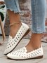 Hollow Out Embroidery Scallop Trim Point Toe Flat Shoes