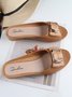Soft and Comfortable Fashion Square Buckle Casual Chunky Heel Half Slippers
