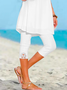 Plus Size Plain Vacation Regular Fit Leggings