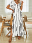 Plus Size Striped Short Sleeve V Neck Casual Dress