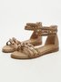 Studded Decor Criss Cross Back Zip Ankle Strap Sandals