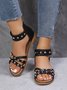 Studded Decor Criss Cross Back Zip Ankle Strap Sandals