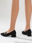 Black Simple Thick Heel Pointed Toe Mary Jane Shoes