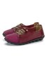 Retro Casual Cowhide Solid Color Beanie Flat Shoes