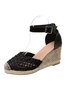 Vacation Braided Hollow out Wedge Heel Espadrille Sandals