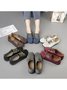 Retro Casual Cowhide Solid Color Beanie Flat Shoes