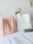 Spring Summer Daisy Embroidery Mesh Canvas Bag