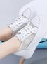 Daisy Leather Breathable Mesh Platform Heightening Sneakers
