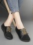 Retro Casual Cowhide Solid Color Beanie Flat Shoes
