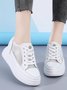 Daisy Leather Breathable Mesh Platform Heightening Sneakers