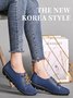 Retro Casual Cowhide Solid Color Beanie Flat Shoes